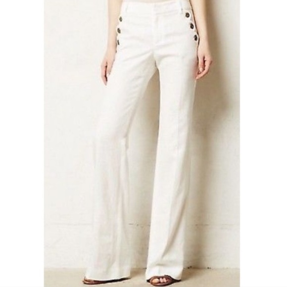 Anthropologie Pants - Anthropologie | The Brighton White Wide Leg Pants